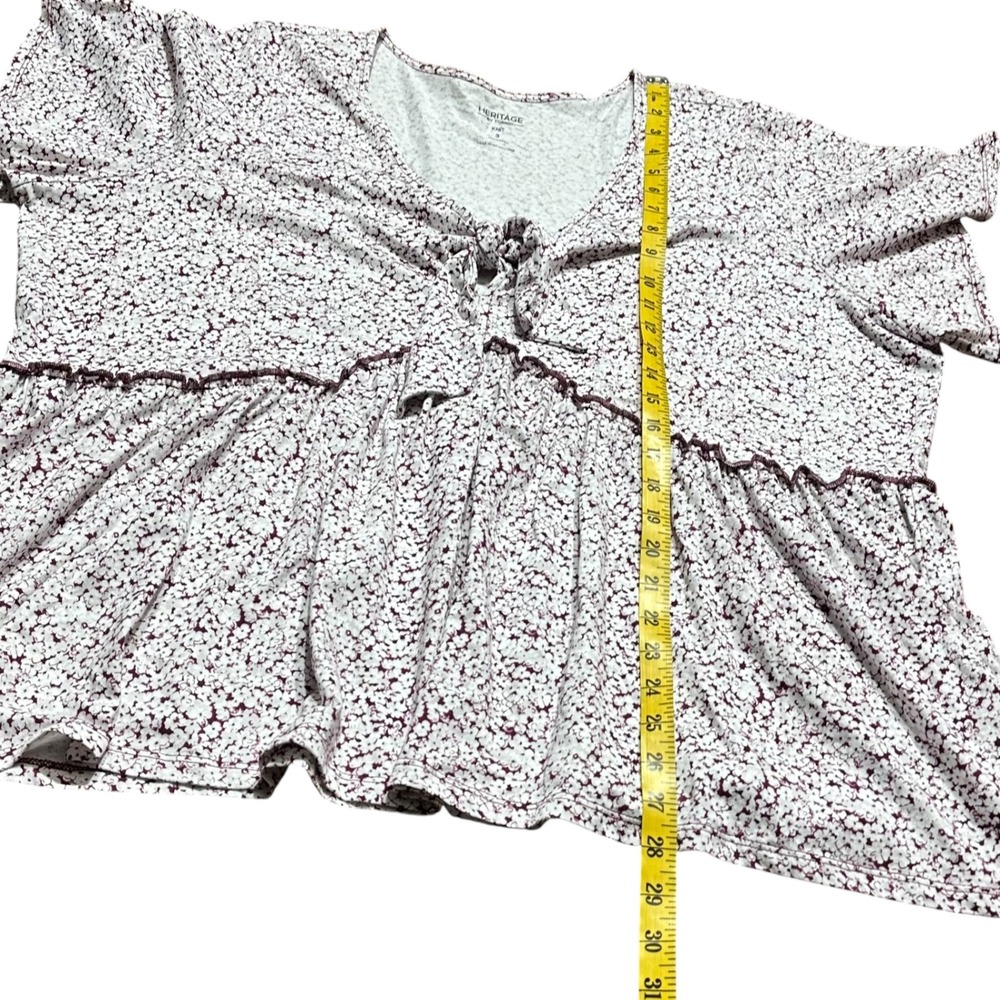 Torrid Heritage Jersey V-Neck Tie Front Top Blossom Floral 100% Cotton 3X NEW - Picture 9 of 9